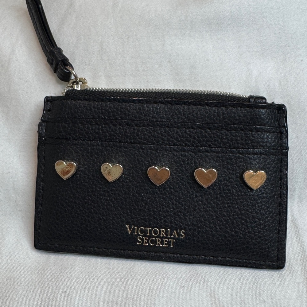 Victoria's Secret Black Wallet with Gold Heart Accents
